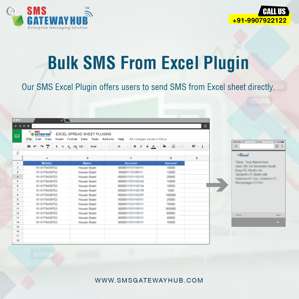 SMSGateWayHUb-Excel Plugin-Bulk SMS